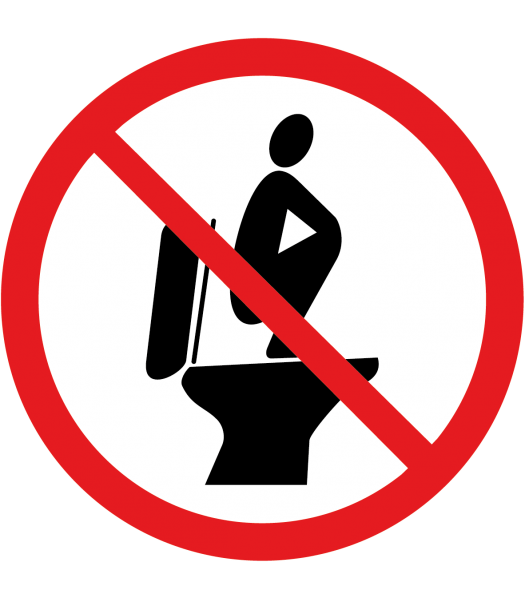 Verboden op het toilet te gaan staan - Pictogrammen